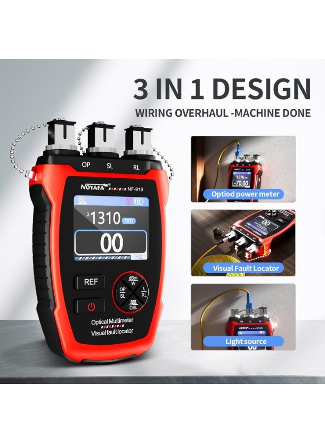 NOYAFA NF-919 Optical Power Meter, 3 in 1 Fiber Optic Cable Tester with Light Source Function &10KM Visual Fault Locator (OPM/VFL/SL), Rechargeable FC/SC/ST Fiber Optic Tools - Image 1